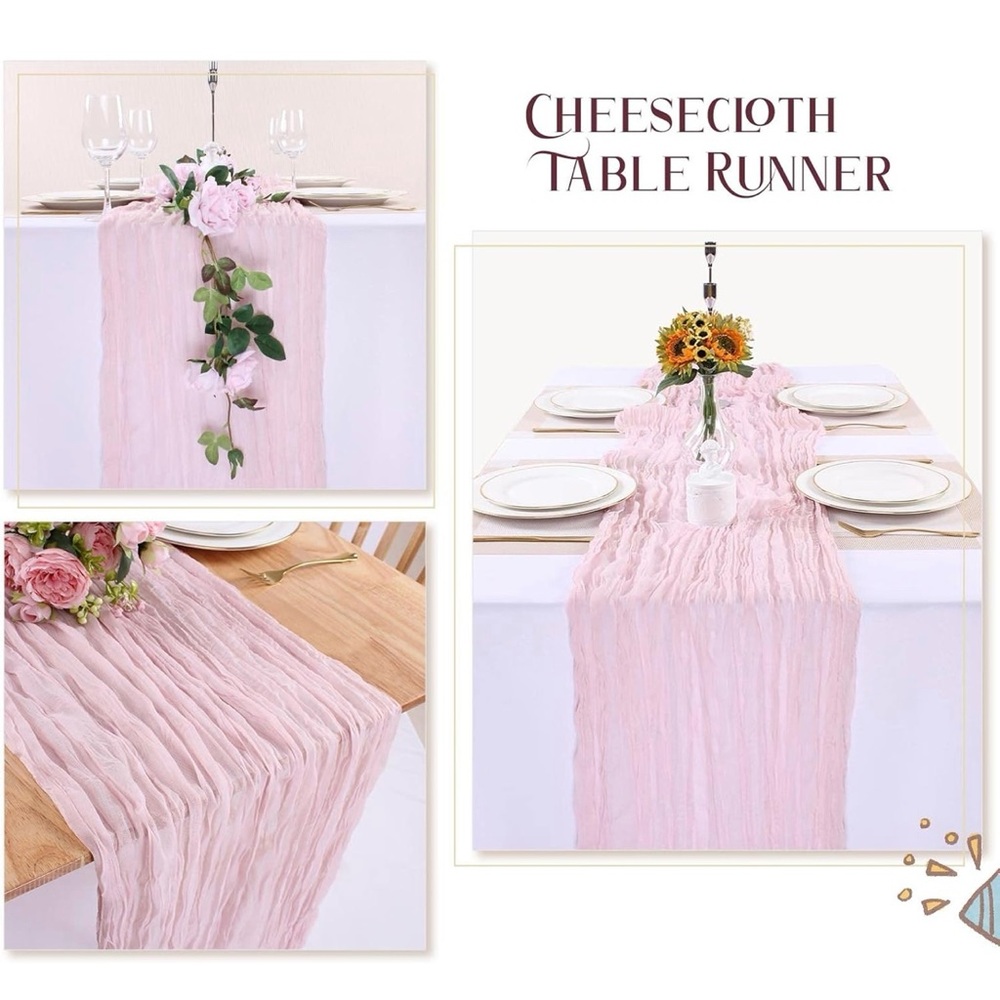 15- Pink Cheesecloth Table Runner